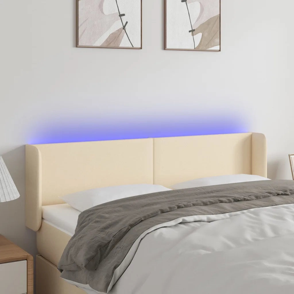 Testiera a LED-Testata con LED Crema 147x16x78/88 cm in Tessuto 442809