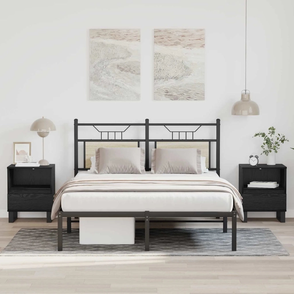 Armadietto per letto con cassetto Rovere Nero 40 x 35 x 50 cm