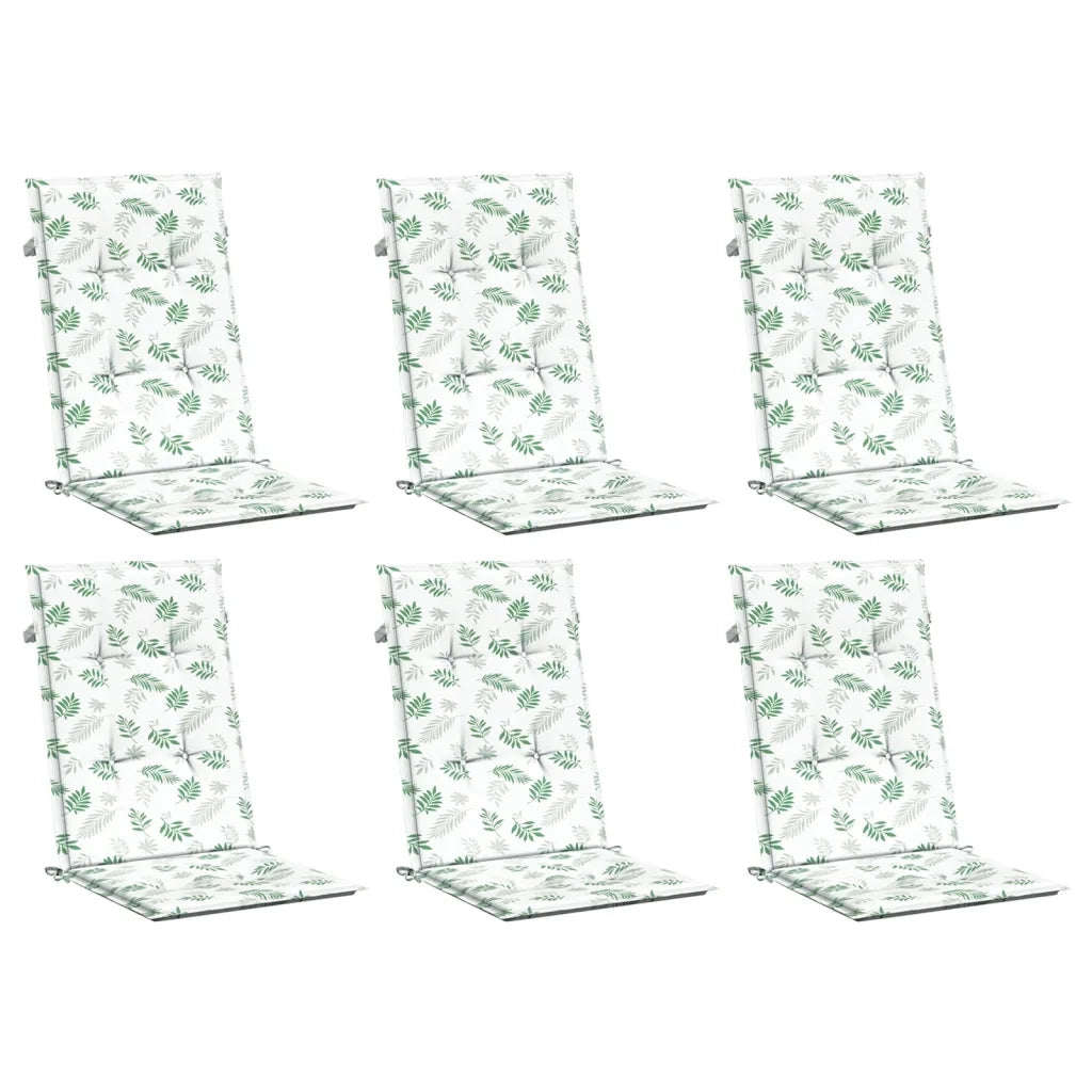 Cuscini per Sedia Schienale Alto 6 pz Motivo Foglie in Tessutocod mxl 71625
