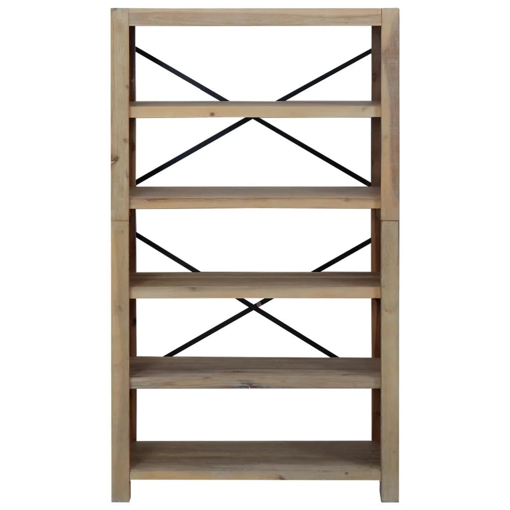 Libreria a 5 Ripiani 80x30x140 cm in Legno Massello di Acacia cod mxl 10278