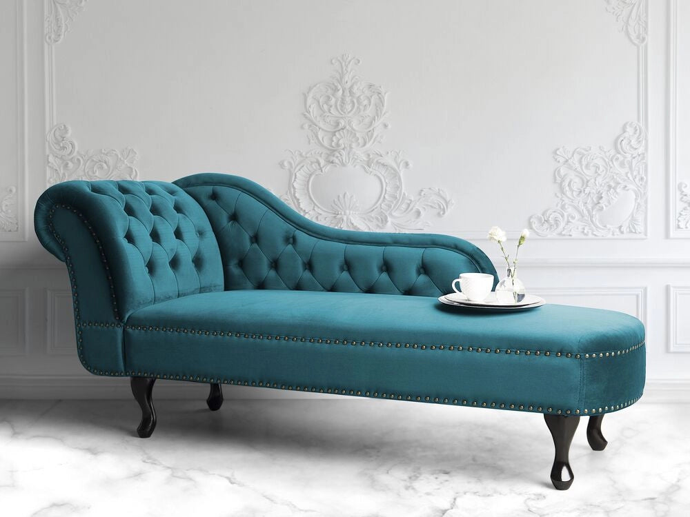 Chaise longue Foglia di tè Velluto versione sinistra Abbottonato soggiorno