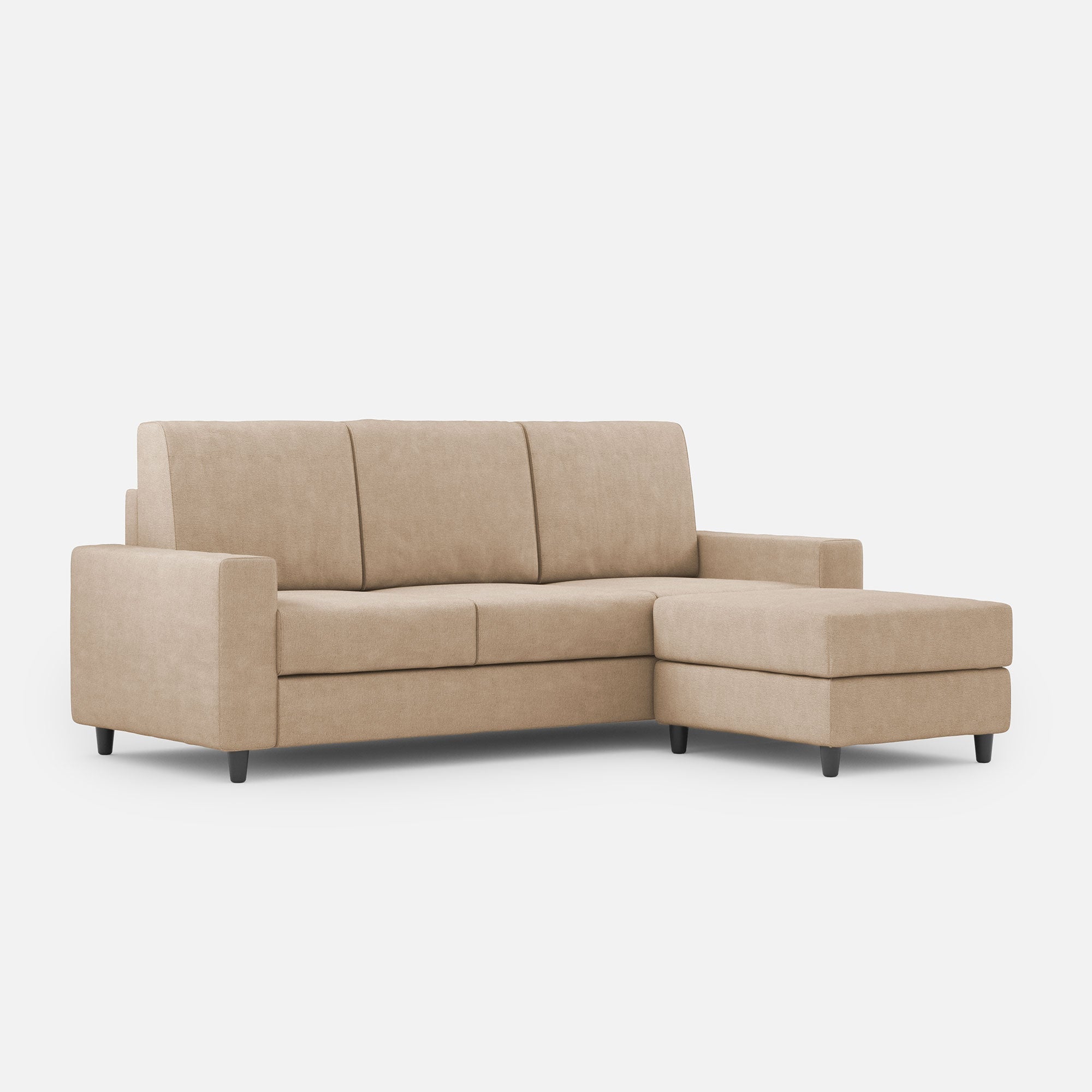 Divano 3 Posti con Pouf 208x155x85 cm Sakar in Tessuto Beige