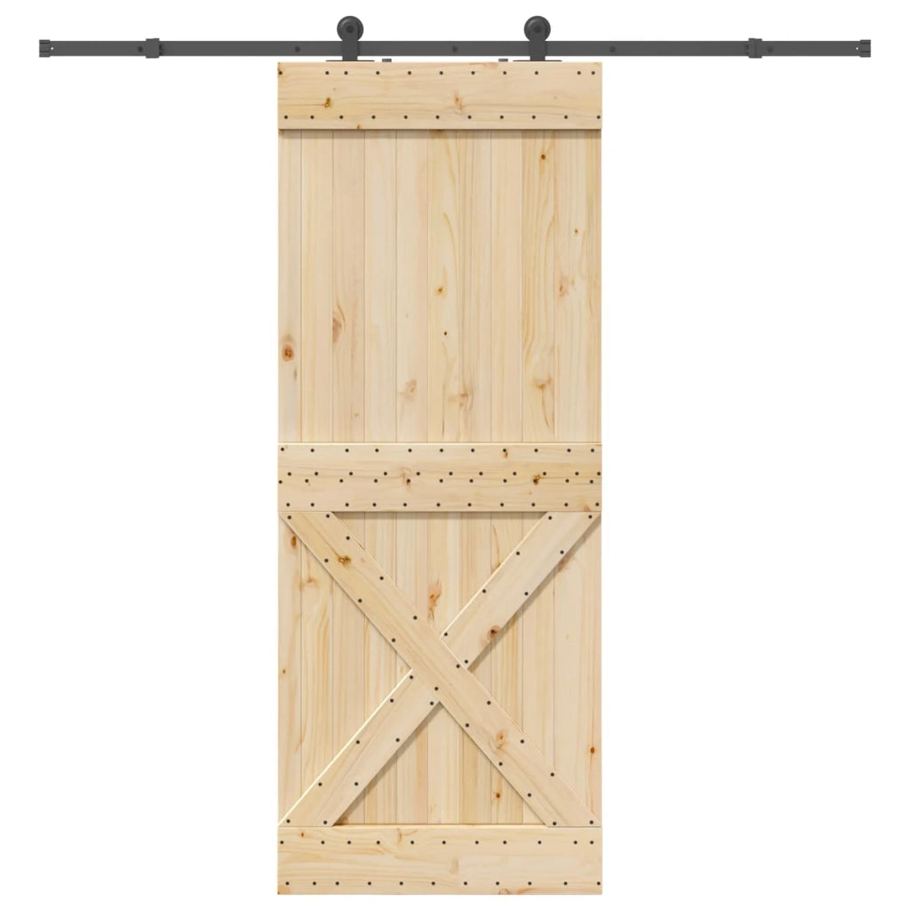 Porta scorrevole NARVIK Naturale e Nero 90 x 210 cm (213,5 cm)