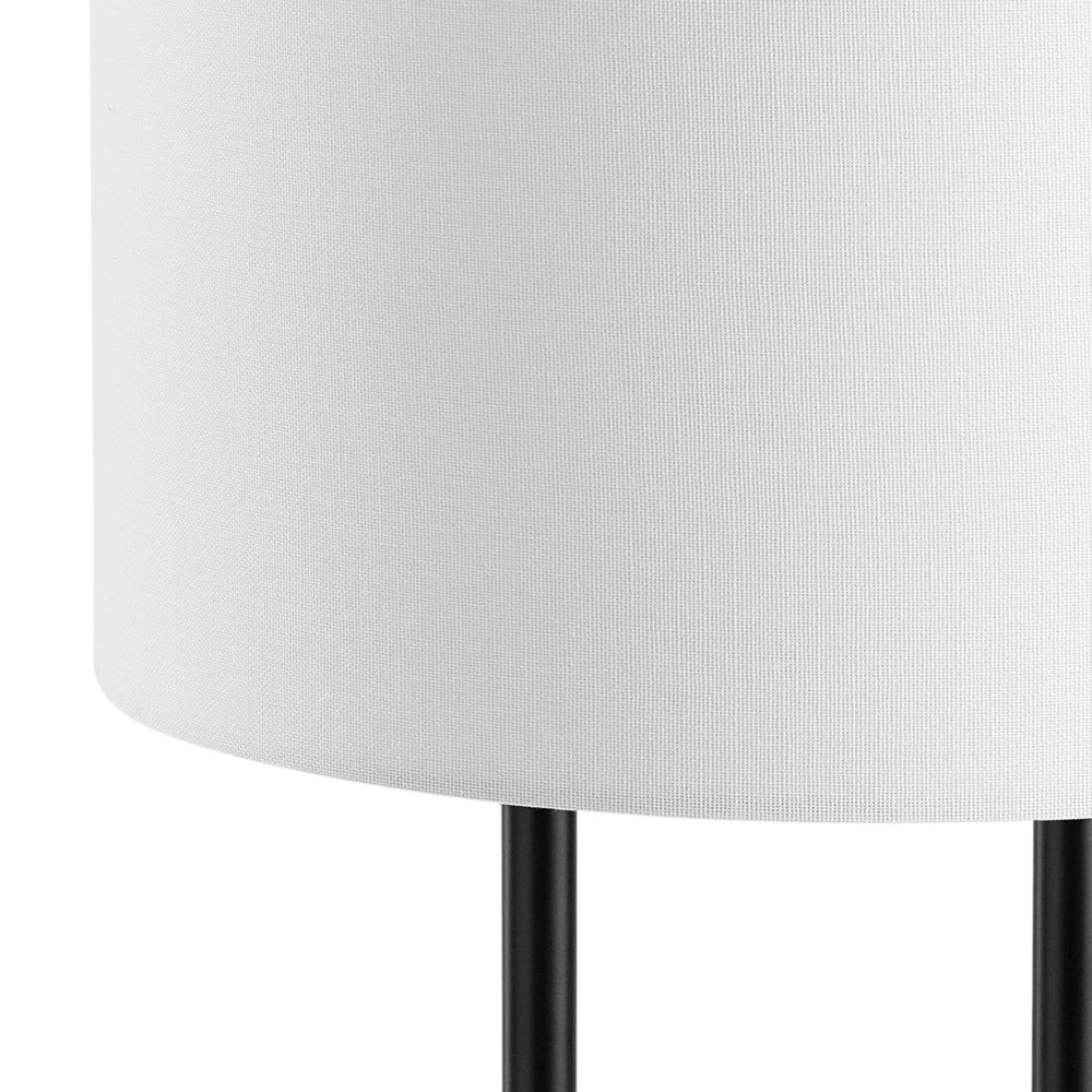 Lampada da tavolo da comodino in tessuto bianco tondo con paralume tondo e base in cemento grigio