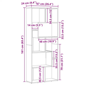 Libreria Bianca 67x24x161 cm in Legno Multistrato
