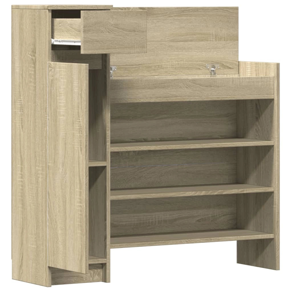 Scarpiera mobiletto portascarpe mobile per ingresso/corridoio/soggiorno legno ingegnerizzato Sonoma marrone 02_0021742