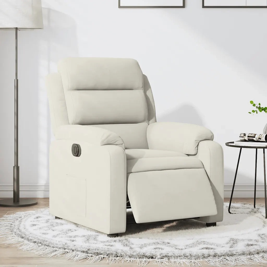 Poltrona Elettrica Reclinabile Crema in Velluto 3205079