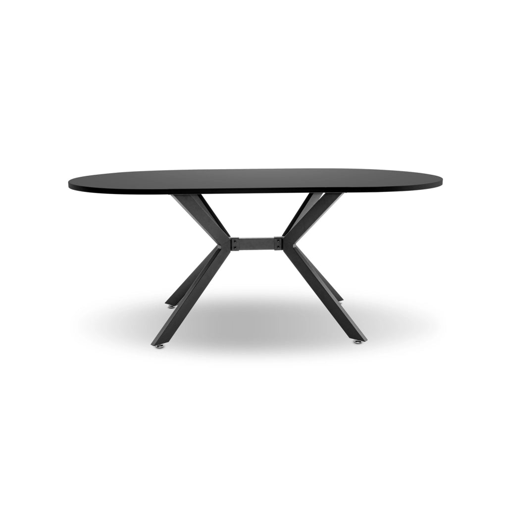 Marui - Tavolo da pranzo ovale in legno e metallo con piede centrale Ashi 180x100 cm - nero opaco