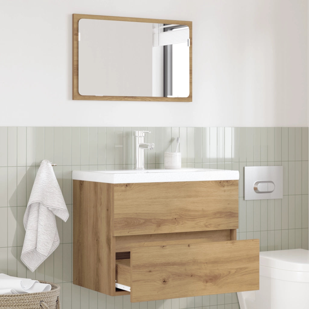 Set di mobili per il bagno 2 pezzi in rovere artigianale e legno ingegnerizzato