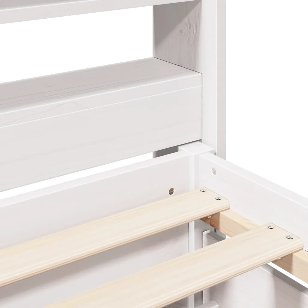 Letto senza Materasso Bianco 120x190 cm Legno Massello di Pino