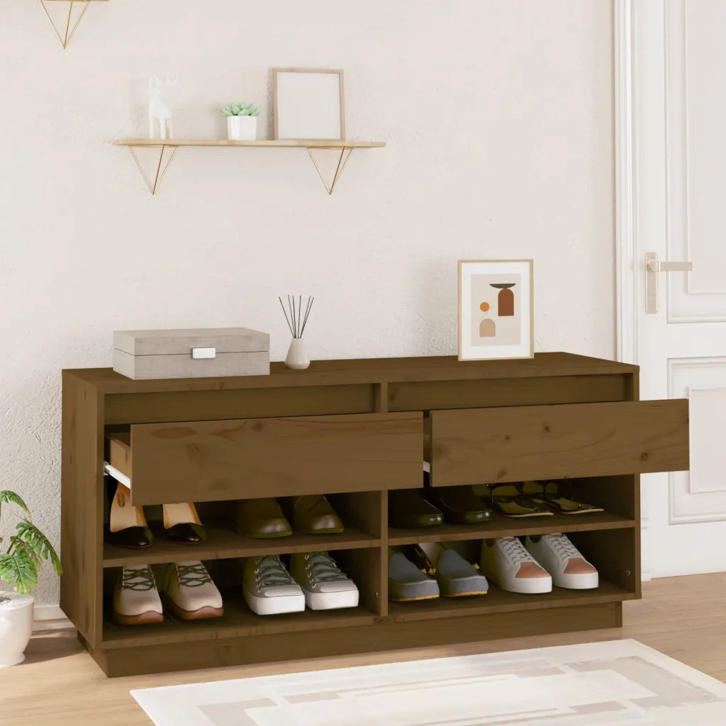 Scarpiera ambra 110x34x52 cm in Legno Massello di Pino 814447