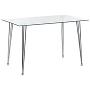 Tavolo da pranzo Piano in vetro temperato argento Rettangolare 120 x 70 cm Capacità 4 persone Design moderno
