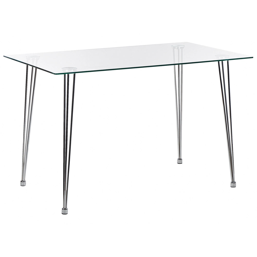 Tavolo da pranzo Piano in vetro temperato argento Rettangolare 120 x 70 cm Capacità 4 persone Design moderno