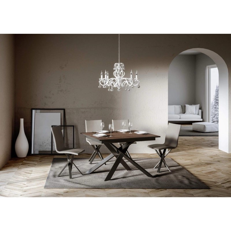Tavolo allungabile 90x120/180 cm Ganty - bordo Antracite telaio Antracite - Noce