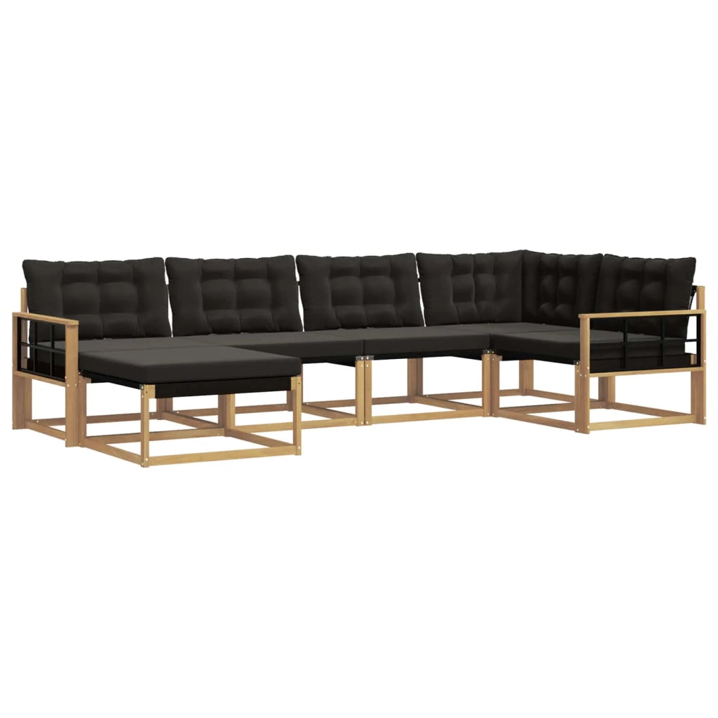 Set di divani da esterno con cuscino 6 pcs Bianco e Nero