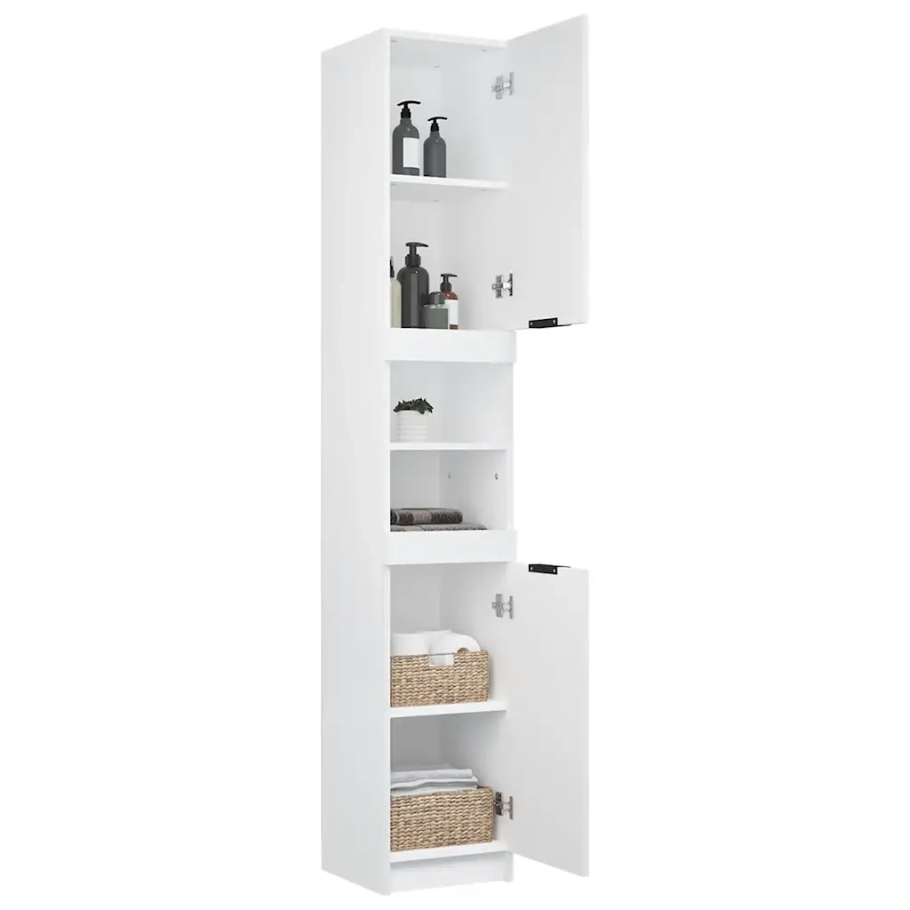 Armadietto da Bagno | Armadio da bagno Bianco 32x34x188,5 cm in Legno Multistrato