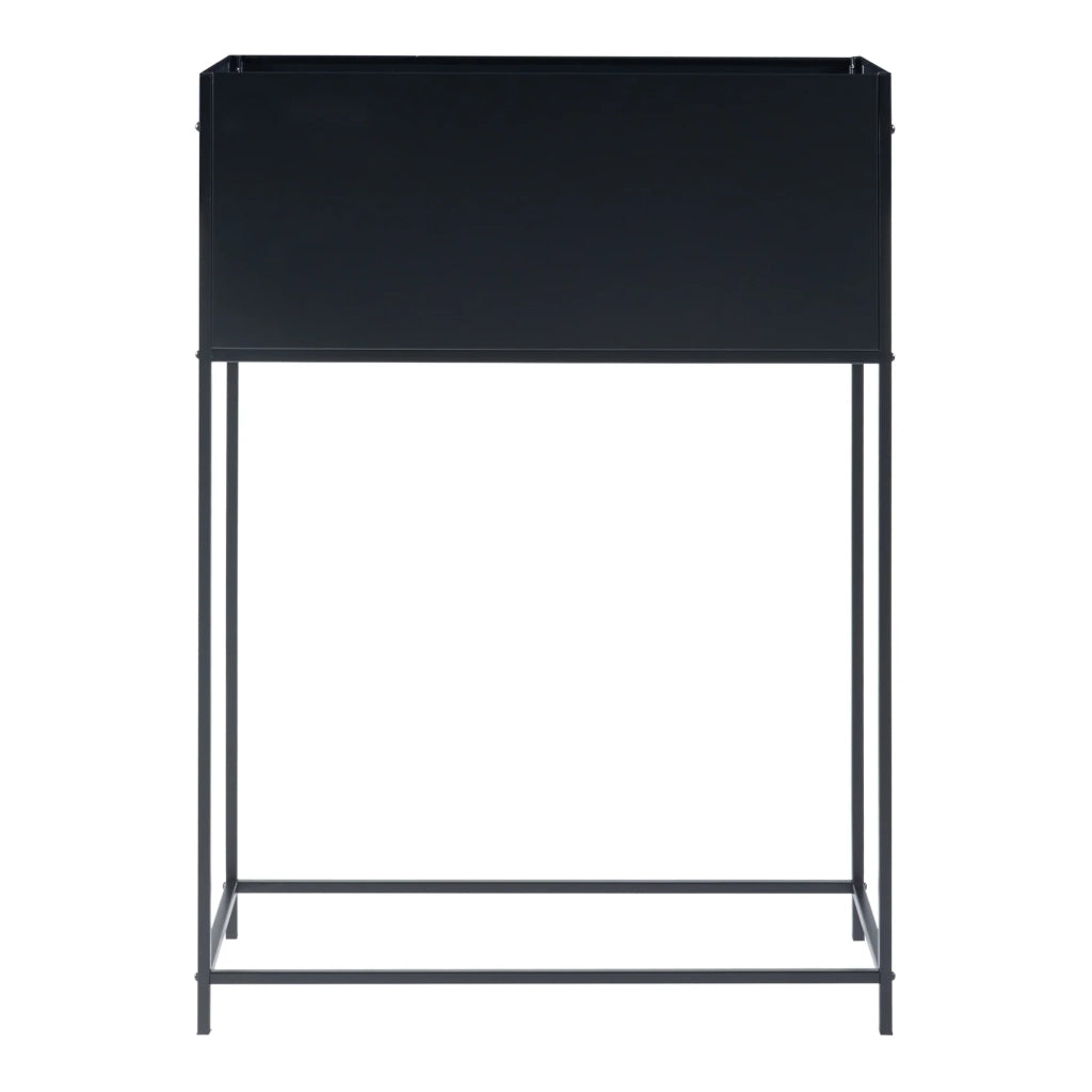 Supporto per piante con vassoio in metallo integrato 100 x 70 x 30 cm nero 03_0010710