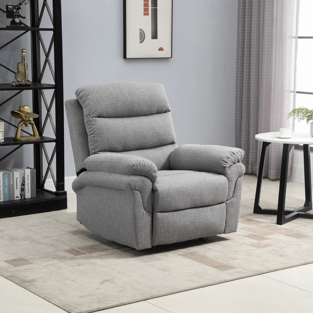 Poltrona Relax Reclinabile Manuale con Poggiapiedi Regolabile in Tessuto Grigio Chiaro ¨C zephmum ¨C 100x90x80