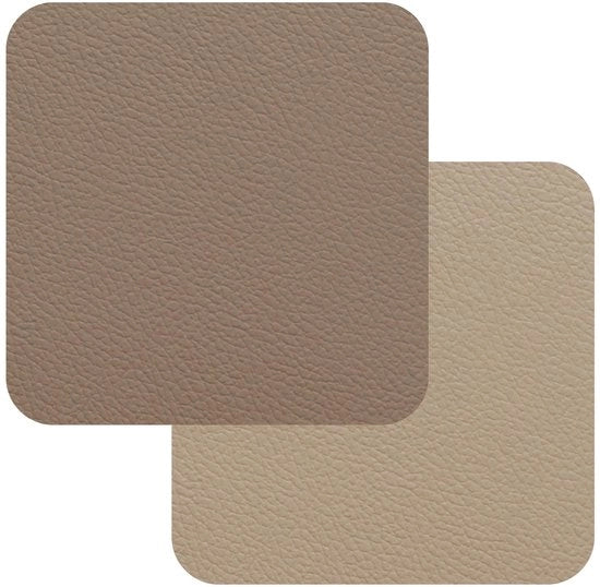 Set di supporti per vassoio in pelle artificiale, 4 pezzi, 10 x 10 cm, Taupe/Beige, Supporti eleganti e protettivi per vassoio, Decorativi supporti per vassoio per bicchieri e tazze, Facili da pulire e design moderno