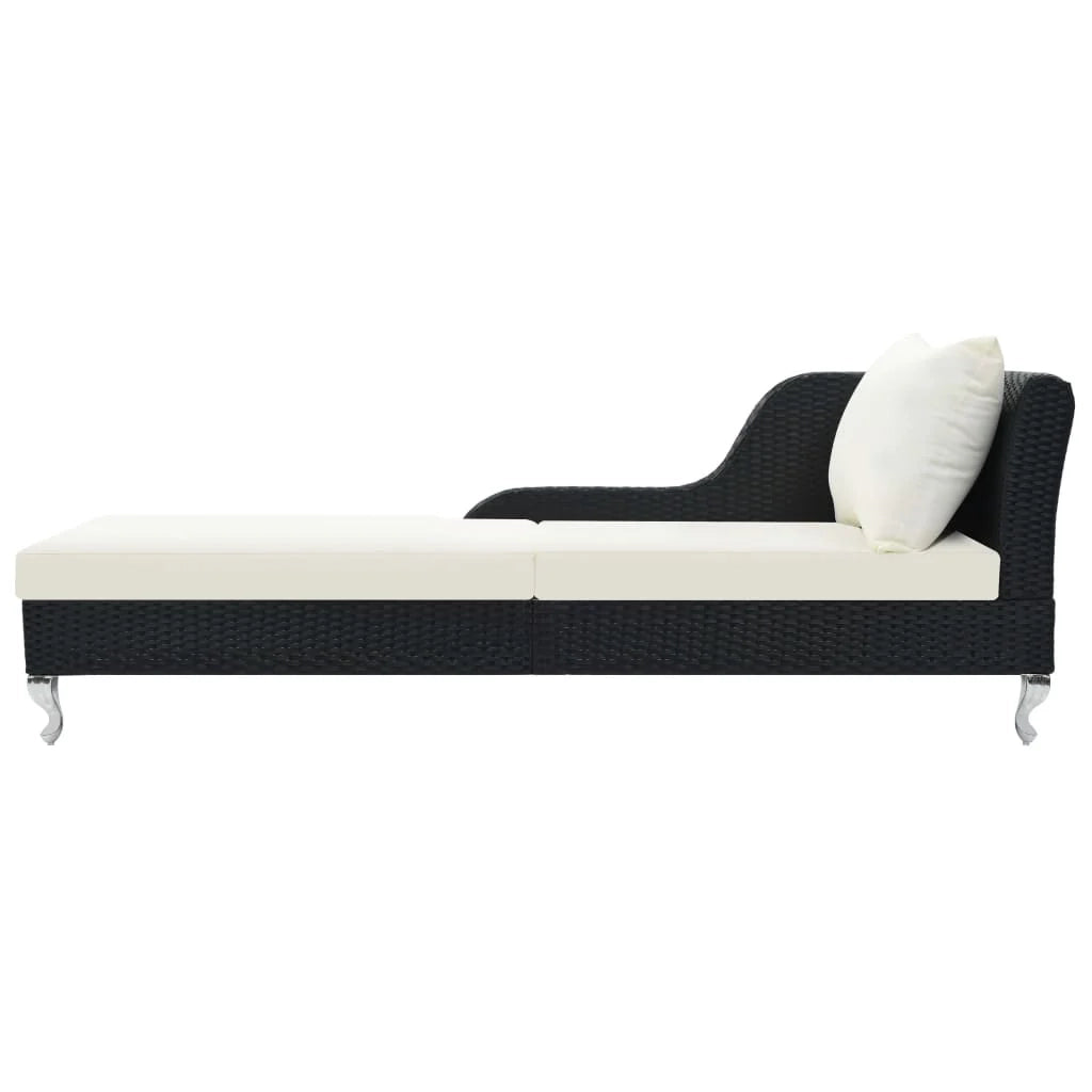 Lettino prendisole sedia a sdraio lettino prendisole letto da giardino mobili da esterno per patio con cuscino resina intrecciata nera 02_0012530