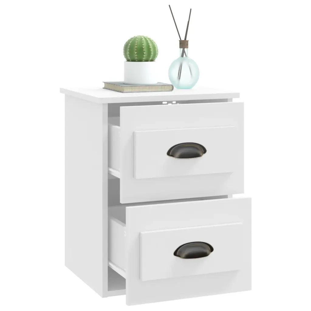 Set di 2 Comodini | Armadio da Notte | Mobiletto da notte a Parete Bianchi 41,5x36x53 cm