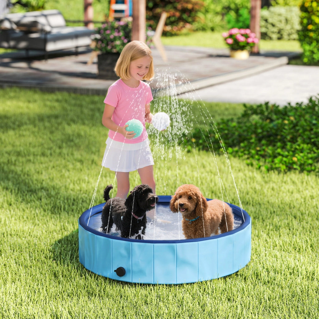 Piscina per cani pieghevole ¨C zephmum ¨C PVC antiscivolo ?100x30 cm blu chiaro