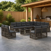 Set Divano da Giardino 13 pz Grigio e Grigio Scuro polyrattan 3437171