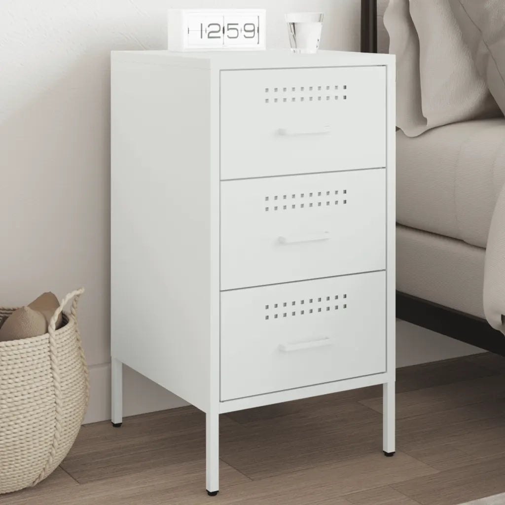 Comodino Bianco 36x39x68 cm in Acciaio 843088