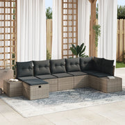 Set Divano Giardino con Cuscini Grigio Rattan Sintetico