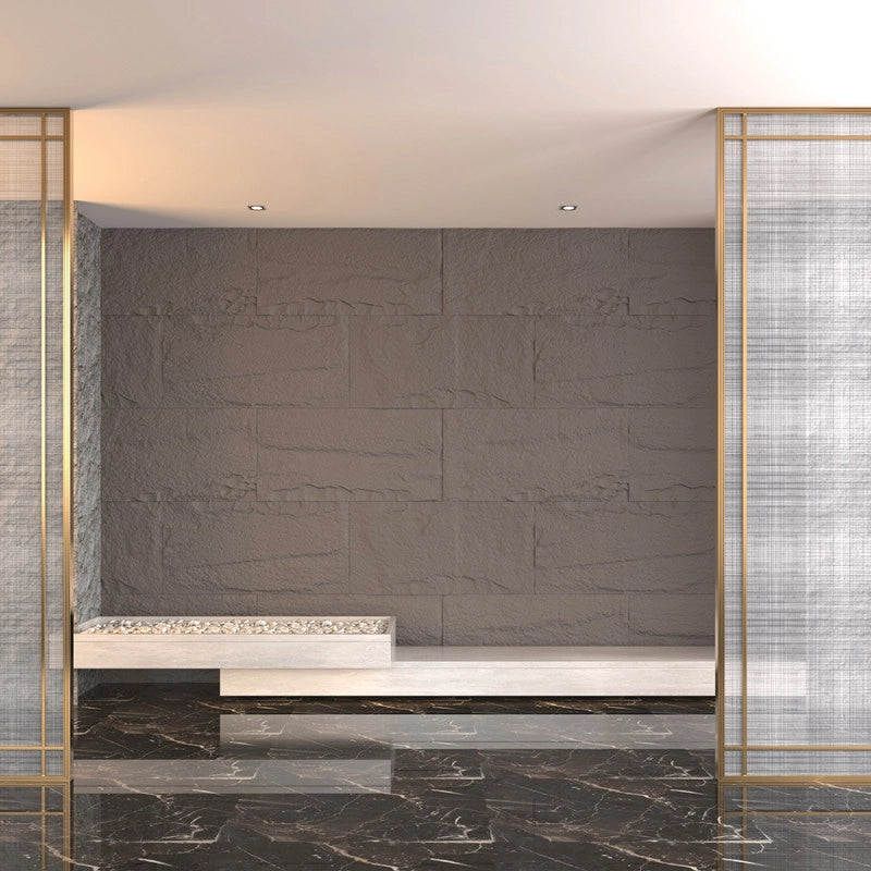 Pannello decorativo effetto pietra graffiata 3D set 12 pz 8,6 mt2 rivestimento murale in PU 120 x 60 x 2,5 Bianco Alabastro