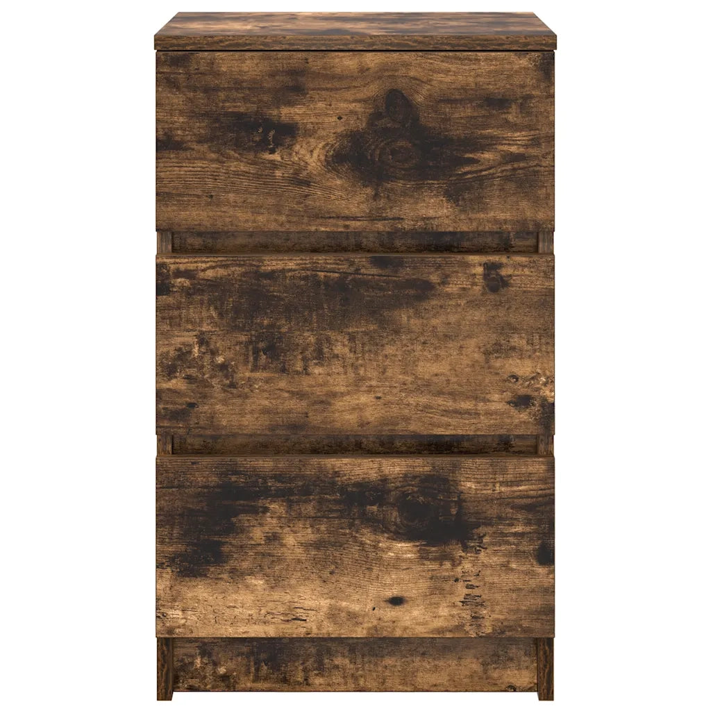 Comodino con 3 Cassetti Rovere Fumo 39x35x65 cm