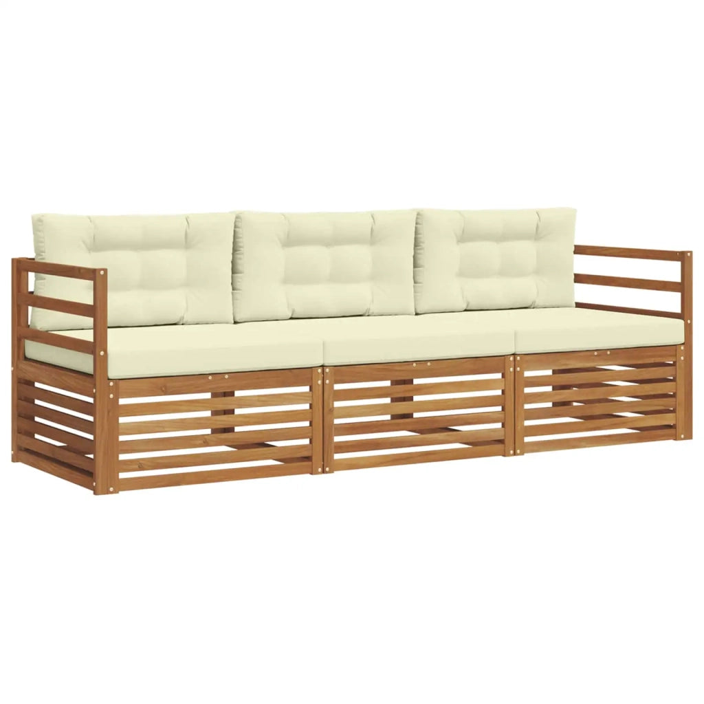Set di divani da esterno con cuscino 3 pcs Naturale e Crema