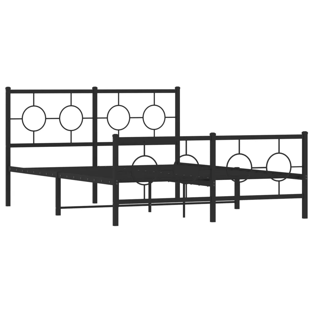Giroletto con Testiera e Pediera-Struttura Letto Metallo Nero 135x190 cm 537310