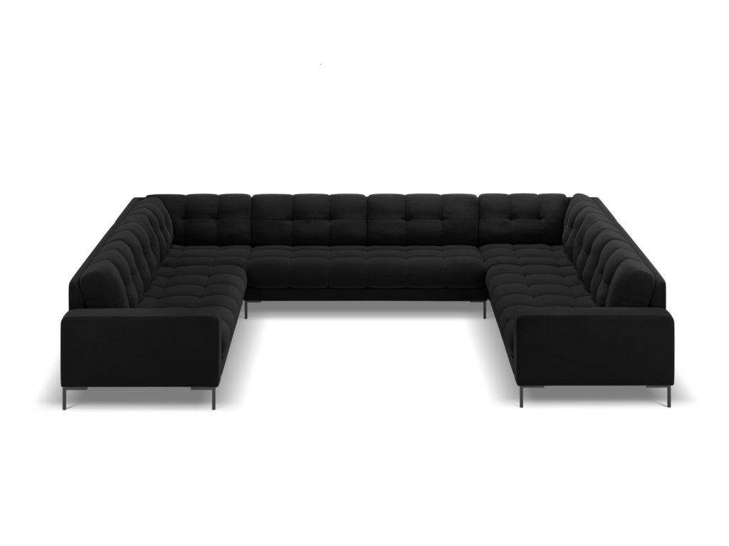 Cosmopolitan Design - Divano panoramico "Bali" 9 posti in velluto nero 