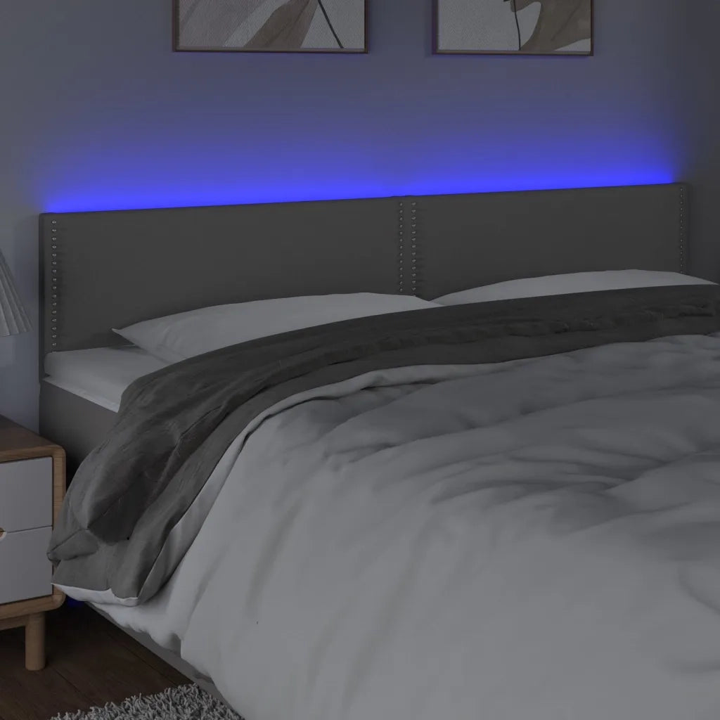 Testiera | Testata a LED Grigio 200x5x78/88 cm in Similpelle