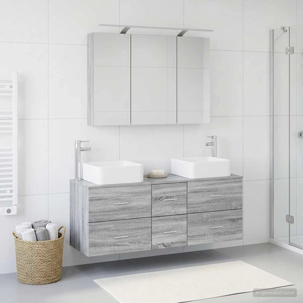Set di mobili per il bagno 4 pz Sonoma grigio 3406780