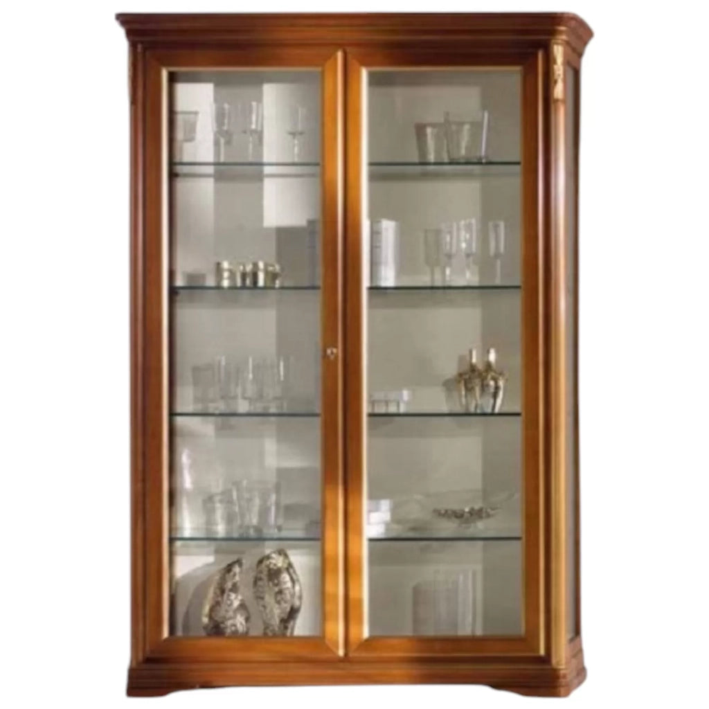 Vetrina in legno massello 2 porte tinta noce l.144 p.49 h.215 - Mobili 2G