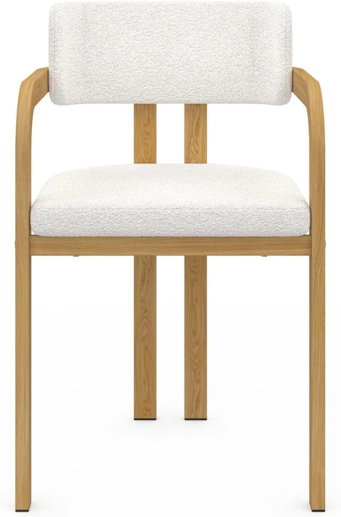 Set di 2 sedie da pranzo e poltroncine da tavolo ESMA in metallo effetto legno e tessuto bouclette con braccioli