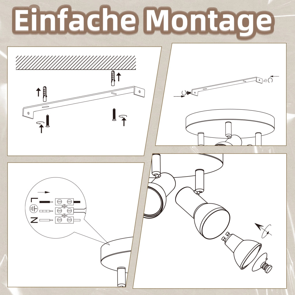 ZMH Faretto da soffitto neri 3 luci GU10 metallo design moderno girevoli senza lampadina