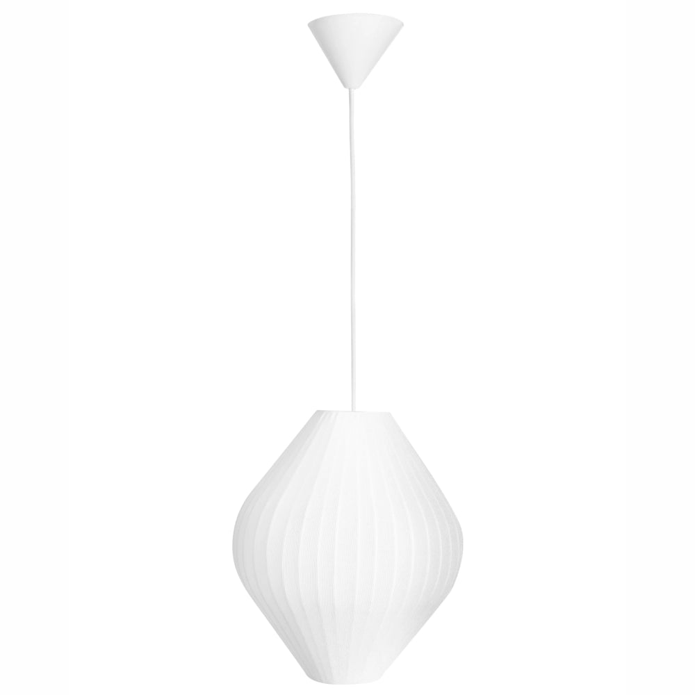 Lampada a sospensione con paralume in tessuto bianco Design moderno Lampada da soggiorno