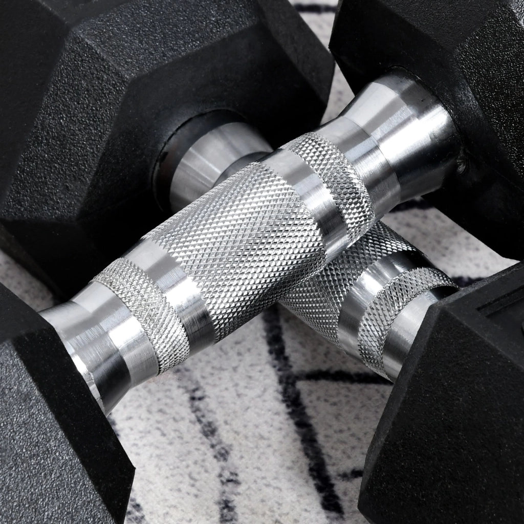 Set di 2 Manubri Esagonali da 6 kg con Presa Antiscivolo e Rivestimento in Gomma Nero