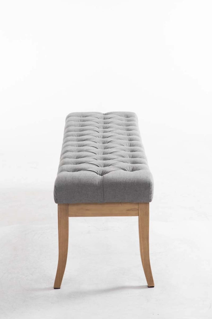 Panca design RAMSES in legno chiaro antico tessuto grigio,150 cm