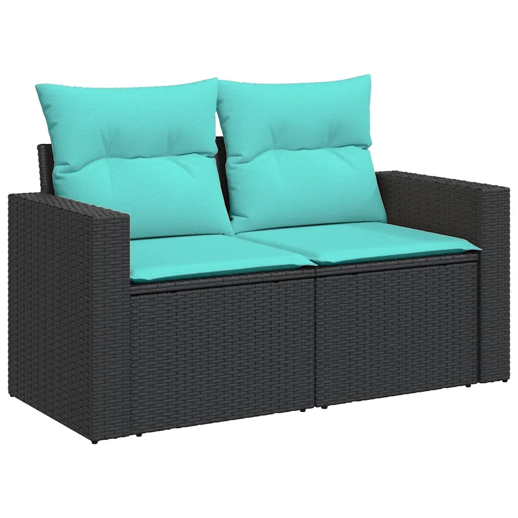 Set Divani da Giardino 10 pz con Cuscini Nero in Polyrattan