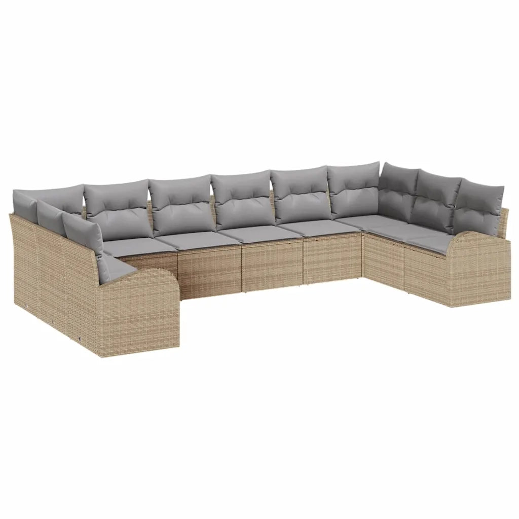 Set di divani con cuscino 10 pcs Beige Polyrattan 3346220