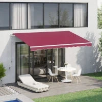 Tenda da Sole per Esterno Avvolgibile a Manovella in Metallo e Alluminio, 4x2.5m, Rosso Scuro