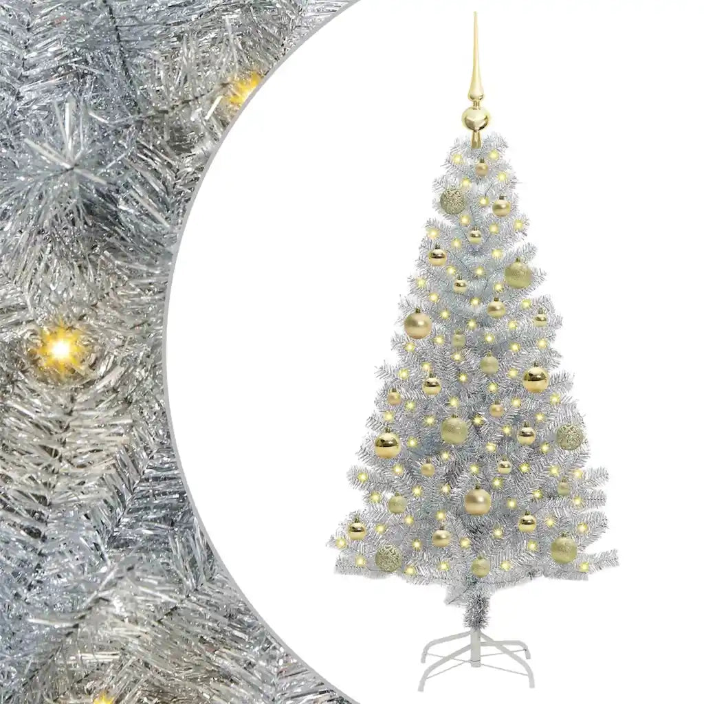 Albero di Natale con 150 LED con supporto Argento 120 cm PET 3396656