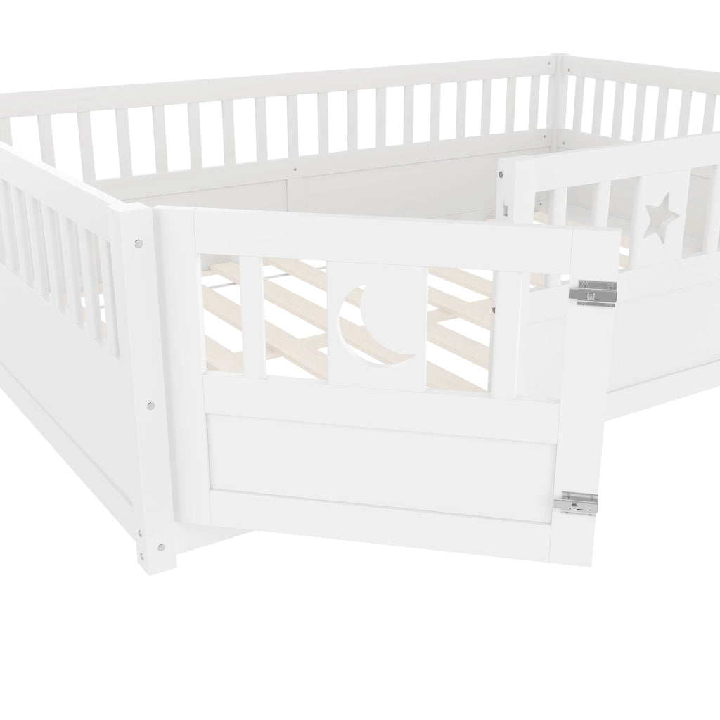 Letto per Bambini 140 x 190 cm; Letto Singolo con Sponda e Blocco di Sicurezza; Bianco