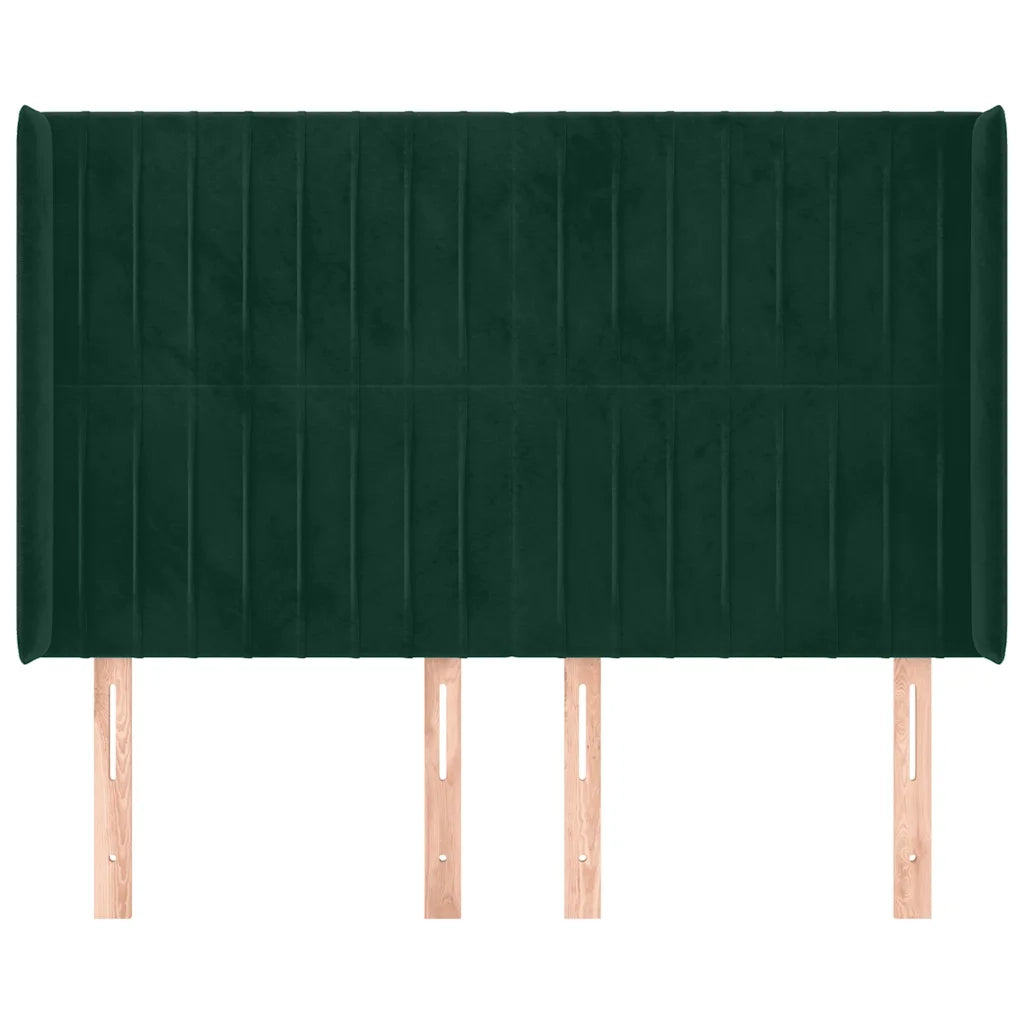 Testiera | Testata ad Orecchio Verde Scuro 147x23x118/128cm in Velluto