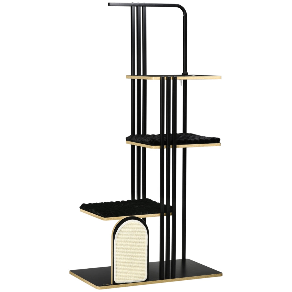 Albero tiragraffi per gatti 170 cm, design industrial, con piattaforme imbottite e struttura stabile