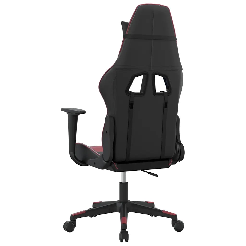 Sedia Gaming | Sedia da e-sports Massaggio Nero e Rosso Vino in Similpelle